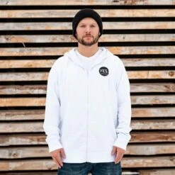 YES Zip Hoodie - Men's -Men Skiing Store fw22 23 high res yes. 22 23 snowboard apparel y.22.hom .yzh .wh
