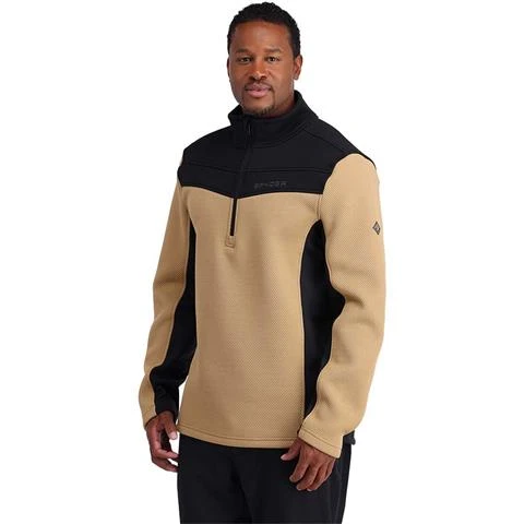 Spyder Encore Half Zip Fleece Jacket - Men's Spyder Encore Half Zip Fleece Jacket - Men's -Men Skiing Store fw23 spyder mensencorehalfzipfleecejacket blacktannin 1