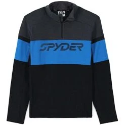 Spyder Speed Half Zip Fleece Jacket - Men's -Men Skiing Store fw23 spyder mensspeedhalfzipfleecejacket blackcollegiate 1