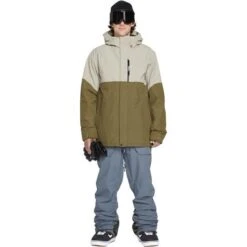 Volcom L Ins Gore-Tex Jacket - Men's -Men Skiing Store fw23 volcom menslinsulatedgoretexjacket darkkhaki 3