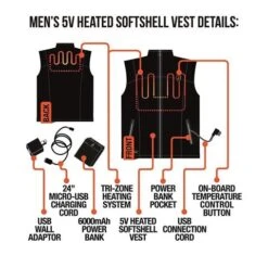 Mens Battery Heated Softshell Vest -Men Skiing Store mens heated vest3